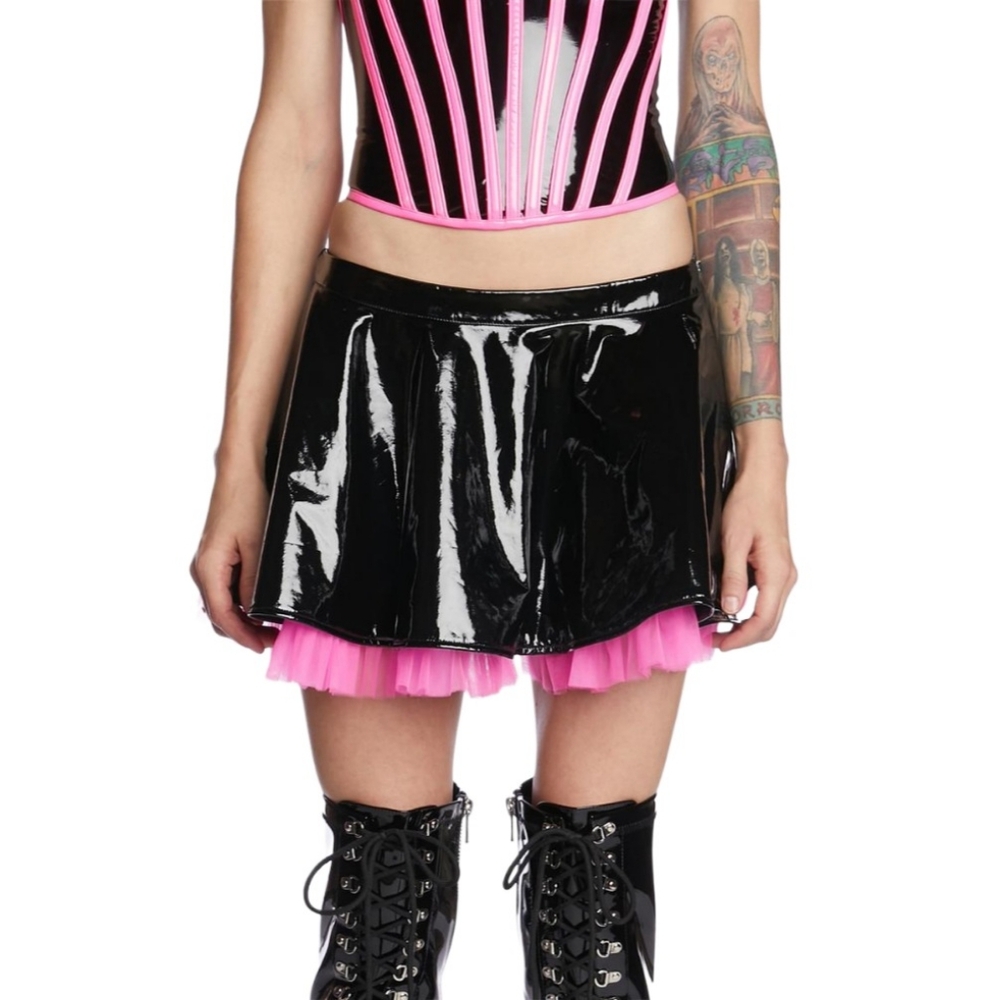 WIDOW Vinyl Tulle Mini Skirt
